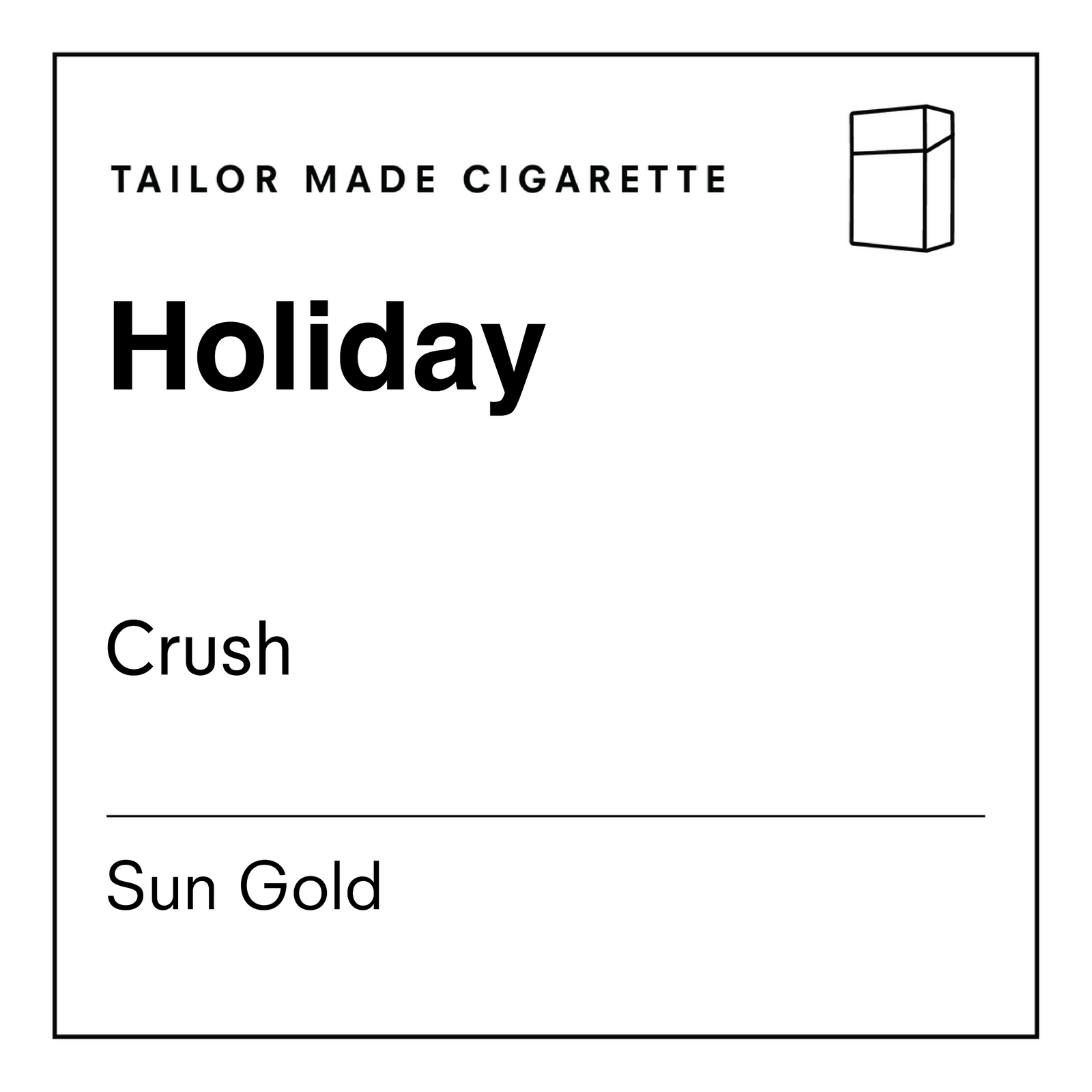 Holiday Crush Sun Gold Cigarettes